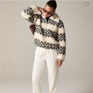 J. Crew Black and Cream Zip-Up Sweater